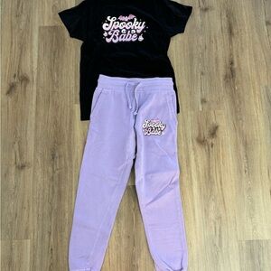 Spooky Babe Cozy Fleece Sweatpants, Halloween Joggers And Shirt Size Small